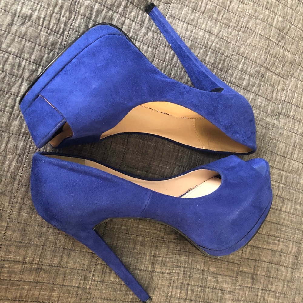 Beautiful suede Cobalt Blue pumps (with box)